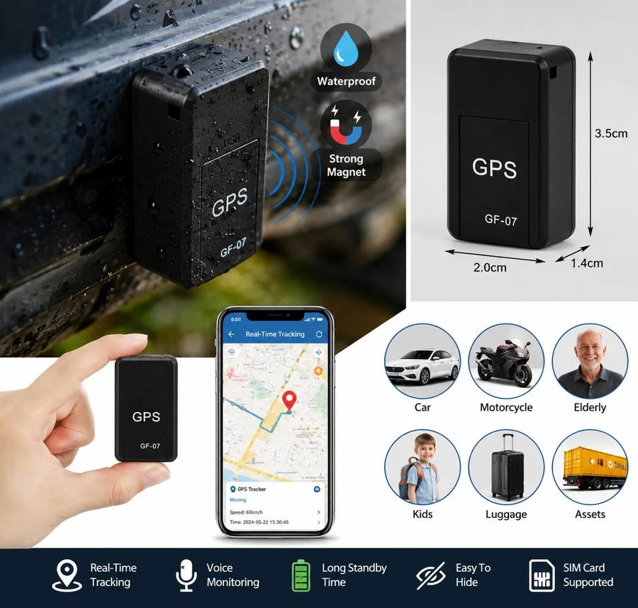 GF-07 Mini GPS Tracker | جهاز تعقب جي بي إس مصغر ومضاد للسرقة