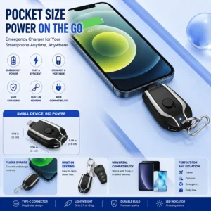 Mini Wireless Charging Keychain | ميني باور بانك لاسلكي بميدالية للشحن السريع والطوارئ