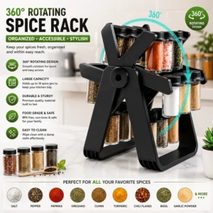 18 Jar Rotating Spice Rack | حامل التوابل الدوار بـ 18 برطمان