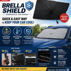 BrellaShield Car Sunshade | مظلة سيارة قابلة للطي للحماية من الحرارة والأشعة فوق البنفسجية
