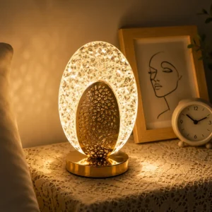 Oval Crystal LED Table Lamp | مصباح طاولة كريستالي بيضاوي بتصميم LED
