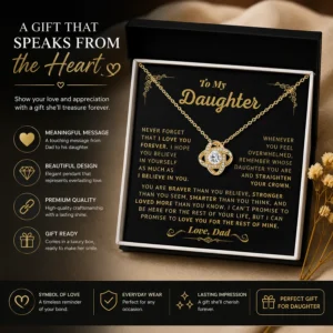 Necklace Gold Card Light Box | صندوق هدايا مضيء مع قلادة قلب ذهبية ورسالة تعبيرية