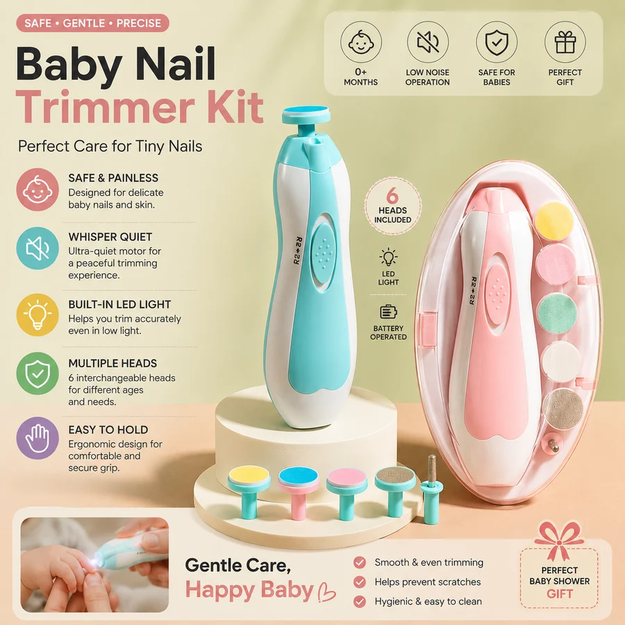 Baby Electric Nail Trimmer Set | مجموعة مقص الأظافر الكهربائي الآمن للأطفال