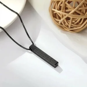 Islamic Gold-Tone Bar Pendant Necklace | قلادة سلسلة بتصميم عمودي منقوش بآيات قرآنية